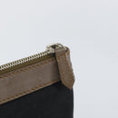 BALENCIAGA Navy Clip M Pouch Canvas Leather Black Silver Auth BA6615-12