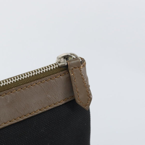 BALENCIAGA Navy Clip M Pouch Canvas Leather Black Silver Auth BA6615