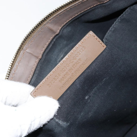 BALENCIAGA Navy Clip M Pouch Canvas Leather Black Silver Auth BA6615