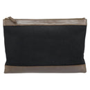 BALENCIAGA Navy Clip M Pouch Canvas Leather Black Silver Auth BA6615-3