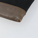 BALENCIAGA Navy Clip M Pouch Canvas Leather Black Silver Auth BA6615-8