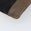 BALENCIAGA Navy Clip M Pouch Canvas Leather Black Silver Auth BA6615-9