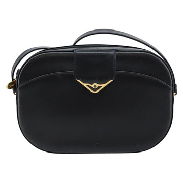CARTIER Sapphire Line Shoulder Bag Leather Black Gold Auth BA6616 - 0