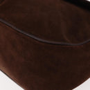 VALENTINO Embossing Shoulder Bag Suede Leather Brown Gold Auth BA6617-14