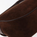 VALENTINO Embossing Shoulder Bag Suede Leather Brown Gold Auth BA6617-15