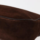 VALENTINO Embossing Shoulder Bag Suede Leather Brown Gold Auth BA6617-16