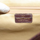 VALENTINO Embossing Shoulder Bag Suede Leather Brown Gold Auth BA6617-11
