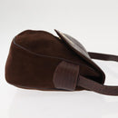 VALENTINO Embossing Shoulder Bag Suede Leather Brown Gold Auth BA6617-3