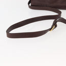 VALENTINO Embossing Shoulder Bag Suede Leather Brown Gold Auth BA6617-7