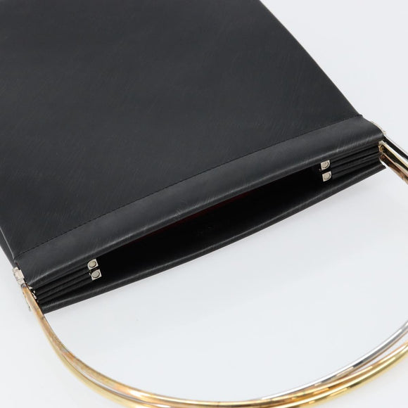 CARTIER Trinity Hand Bag Leather Black Gold Auth BA6619