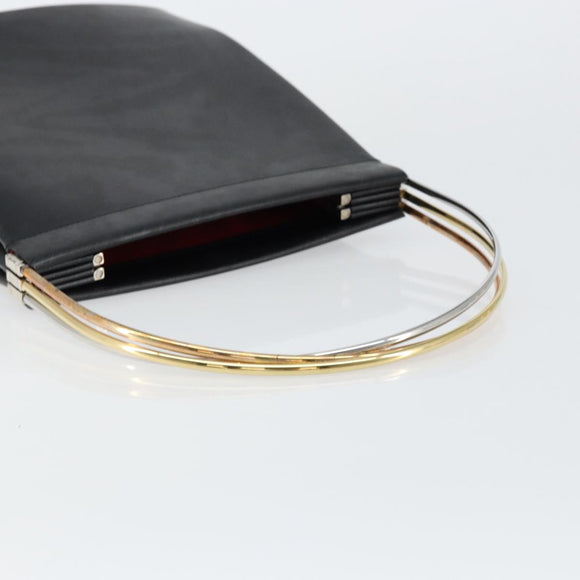CARTIER Trinity Hand Bag Leather Black Gold Auth BA6619