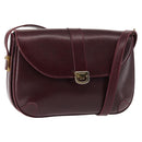 BALLY Shoulder Bag Leather Bordeaux Gold Auth BA6623-1