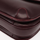 BALLY Shoulder Bag Leather Bordeaux Gold Auth BA6623-14