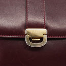 BALLY Shoulder Bag Leather Bordeaux Gold Auth BA6623-10