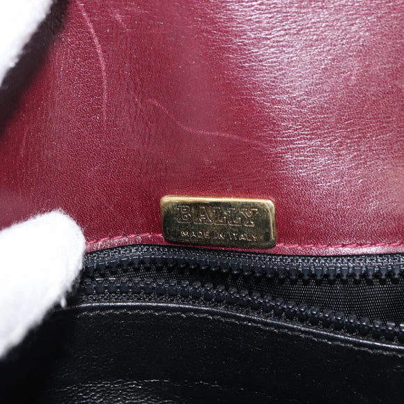 BALLY Shoulder Bag Leather Bordeaux Gold Auth BA6623