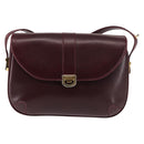 BALLY Shoulder Bag Leather Bordeaux Gold Auth BA6623-13