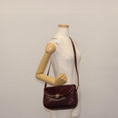 BALLY Shoulder Bag Leather Bordeaux Gold Auth BA6623-21
