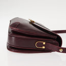 BALLY Shoulder Bag Leather Bordeaux Gold Auth BA6623-3