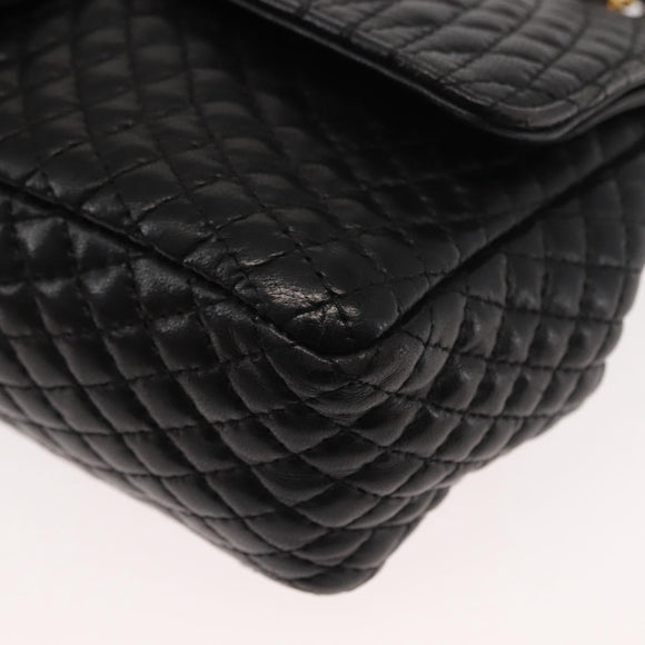 BALLY Chain Shoulder Bag Leather Black Gold Auth BA6624