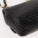 BALLY Chain Shoulder Bag Leather Black Gold Auth BA6624-15