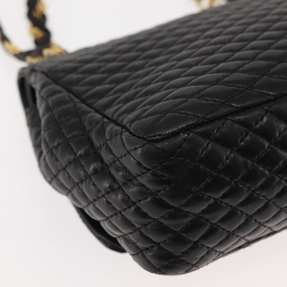 BALLY Chain Shoulder Bag Leather Black Gold Auth BA6624