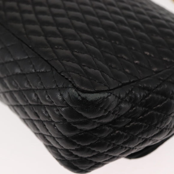 BALLY Chain Shoulder Bag Leather Black Gold Auth BA6624