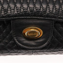 BALLY Chain Shoulder Bag Leather Black Gold Auth BA6624-17