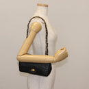 BALLY Chain Shoulder Bag Leather Black Gold Auth BA6624-22
