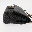 BALLY Chain Shoulder Bag Leather Black Gold Auth BA6624-3