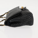 BALLY Chain Shoulder Bag Leather Black Gold Auth BA6624-4