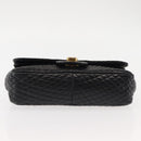 BALLY Chain Shoulder Bag Leather Black Gold Auth BA6624-5