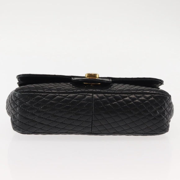 BALLY Chain Shoulder Bag Leather Black Gold Auth BA6624