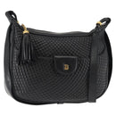 BALLY Shoulder Bag Leather Black Gold Auth BA6625-1