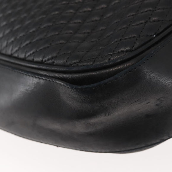 BALLY Shoulder Bag Leather Black Gold Auth BA6625