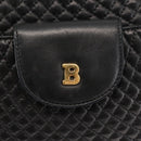 BALLY Shoulder Bag Leather Black Gold Auth BA6625-17