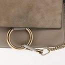 Chloe Fay Shoulder Bag Suede Leather Beige Gold Auth BA6627-14