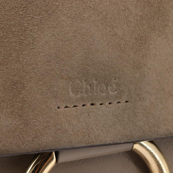 Chloe Fay Shoulder Bag Suede Leather Beige Gold Auth BA6627