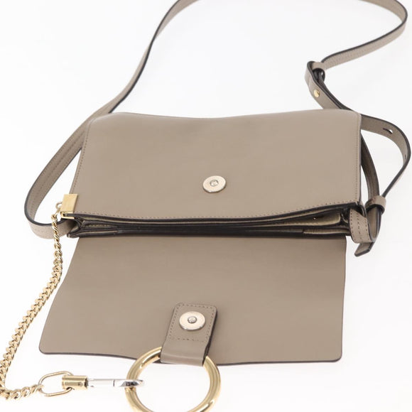 Chloe Fay Shoulder Bag Suede Leather Beige Gold Auth BA6627