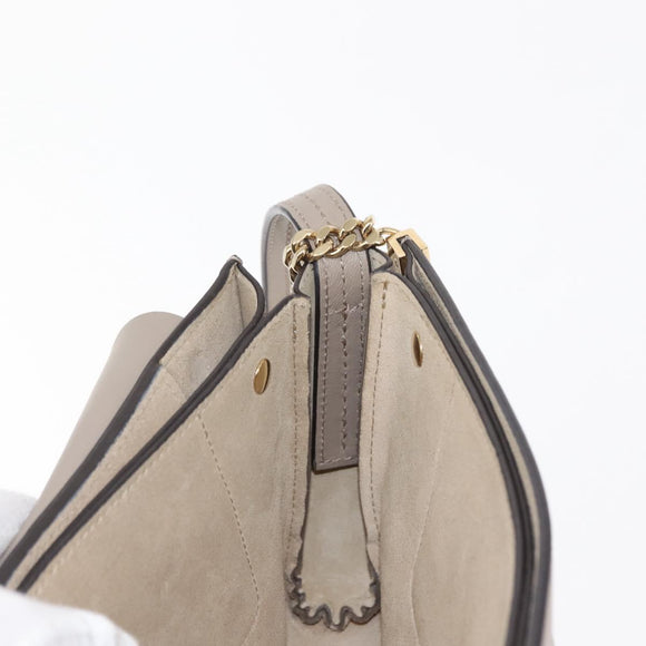 Chloe Fay Shoulder Bag Suede Leather Beige Gold Auth BA6627