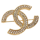 CHANEL COCO Mark Brooch metal Gold CC Auth BA6629-1