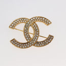 CHANEL COCO Mark Brooch metal Gold CC Auth BA6629-2