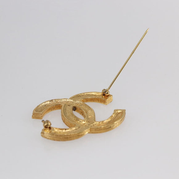 CHANEL COCO Mark Brooch metal Gold CC Auth BA6629