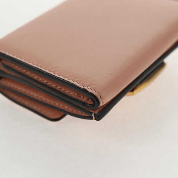 FENDI Zucca Canvas Trifold Portemonnee Leer Roze Goud Auth BA6630M