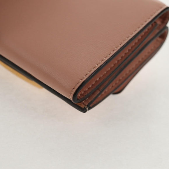 FENDI Zucca Canvas Trifold Wallet Leather Pink Gold Auth BA6630M