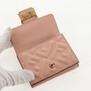 FENDI Zucca Canvas Trifold Portemonnee Leer Roze Goud Auth BA6630M-8