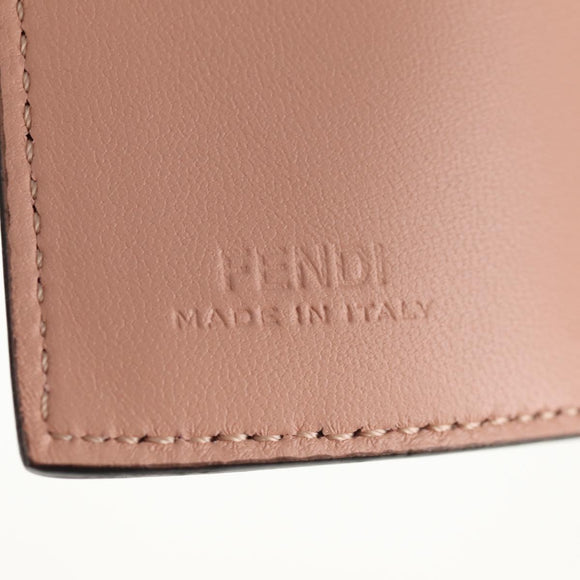 FENDI Zucca Canvas Trifold Portemonnee Leer Roze Goud Auth BA6630M