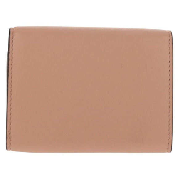 FENDI Zucca Canvas Trifold Wallet Leather Pink Gold Auth BA6630M