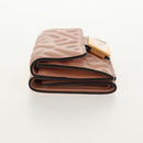 FENDI Zucca Canvas Trifold Wallet Leather Pink Gold Auth BA6630M-4