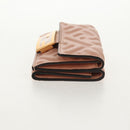 FENDI Zucca Canvas Trifold Portemonnee Leer Roze Goud Auth BA6630M-4