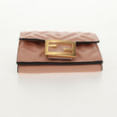 FENDI Zucca Canvas Trifold Wallet Leather Pink Gold Auth BA6630M-7